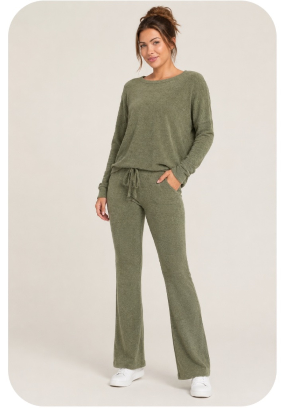 BAREFOOT DREAMS Cozychic Ultra Lite 2 Piece Lounge Set Olive Green Size Medium
